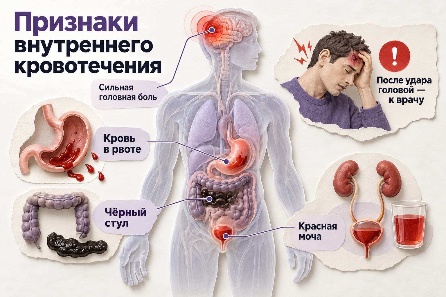 Признаки внутреннего кровотечения на фоне приема препаратов для разжижения крови